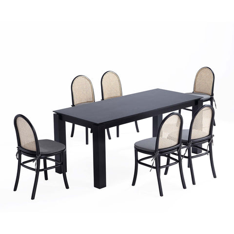 Manhattan Comfort Paragon and Rockaway Modern Industry Chic 7-Piece Dining Set in Black and Gray