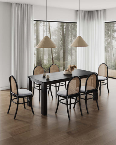 Manhattan Comfort Paragon and Rockaway Modern Industry Chic 7-Piece Dining Set in Black and Gray