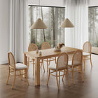 Manhattan Comfort Paragon and Rockaway Modern Industry Chic 7-Piece Dining Set in Oatmeal and Natural