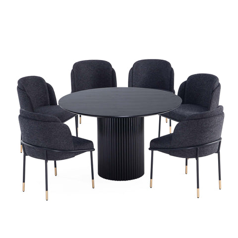 Manhattan Comfort Flor and Hathaway Modern Industry Chic 7-Piece Dining Set in Black