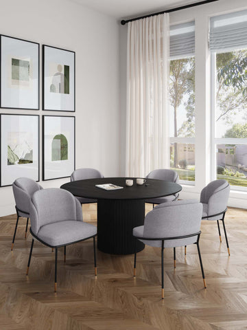 Manhattan Comfort Flor and Hathaway Modern Industry Chic 7-Piece Dining Set in Gray and Black