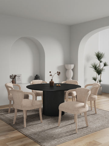 Manhattan Comfort Hathaway and Palmer Modern Industry Chic 7-Piece Dining Set in Ivory and Black