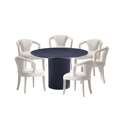 Manhattan Comfort Hathaway and Palmer Modern Industry Chic 7-Piece Dining Set in Silver Lining and Black