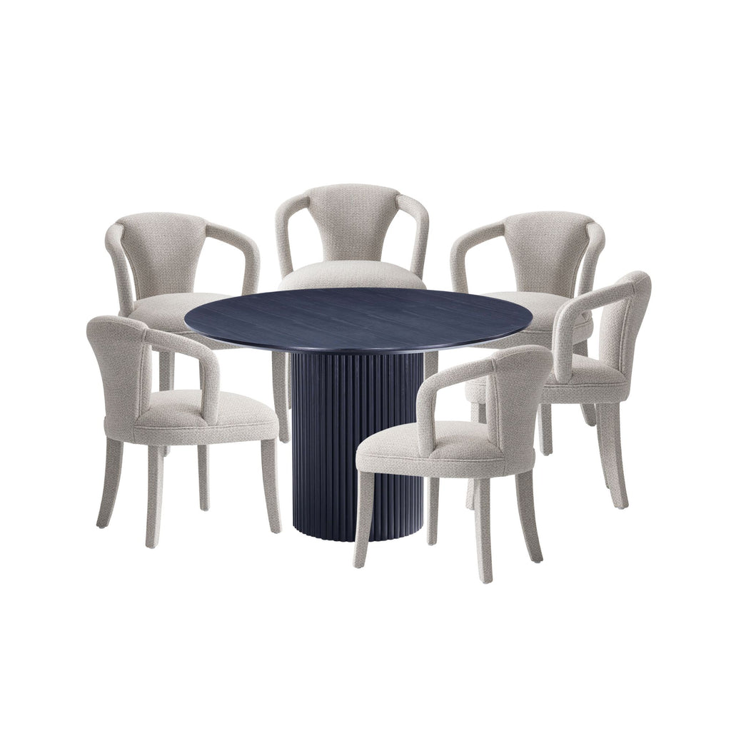 Manhattan Comfort Hathaway and Palmer Modern Industry Chic 7-Piece Dining Set in Gold Dust and Black