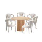 Manhattan Comfort Hathaway and Palmer Modern Industry Chic 7-Piece Dining Set in Silver Lining and Natural