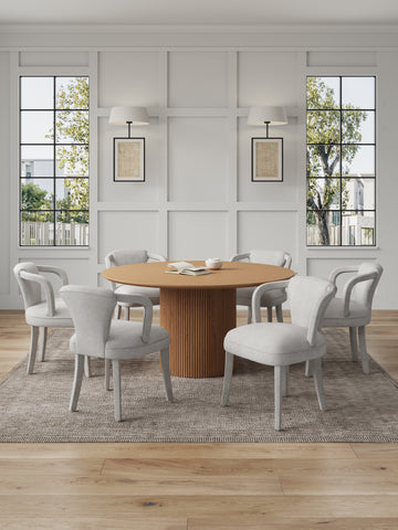 Manhattan Comfort Hathaway and Palmer Modern Industry Chic 7-Piece Dining Set in Gold Dust and Natural