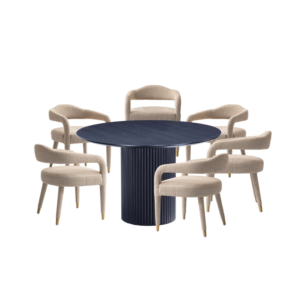 Manhattan Comfort Aspen and Hathaway Modern Industry Chic 7-Piece Dining Set in Silver Lining and Black