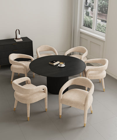 Manhattan Comfort Aspen and Hathaway Modern Industry Chic 7-Piece Dining Set in Silver Lining and Black