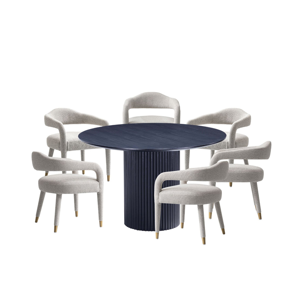 Manhattan Comfort Aspen and Hathaway Modern Industry Chic 7-Piece Dining Set in Gold Dust and Black