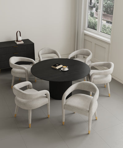 Manhattan Comfort Aspen and Hathaway Modern Industry Chic 7-Piece Dining Set in Gold Dust and Black
