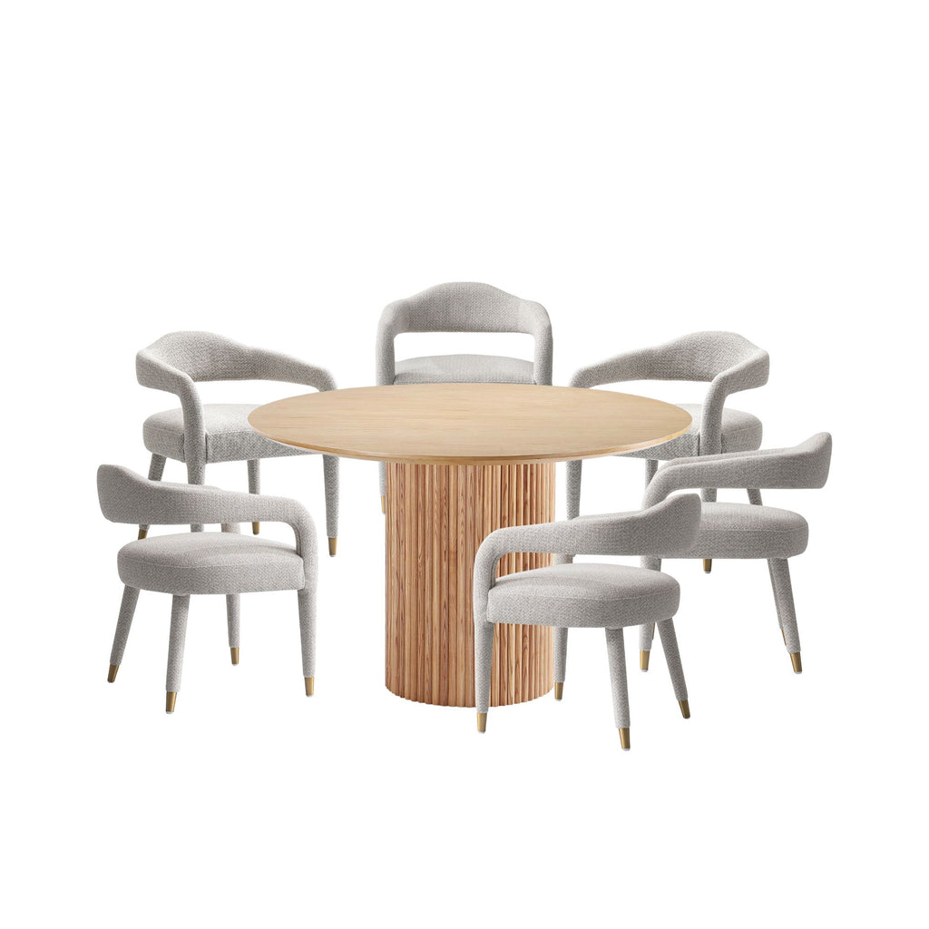 Manhattan Comfort Aspen and Hathaway Modern Industry Chic 7-Piece Dining Set in Gold Dust and Natural