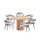 Manhattan Comfort Aspen and Hathaway Modern Industry Chic 7-Piece Dining Set in Gold Dust and Natural