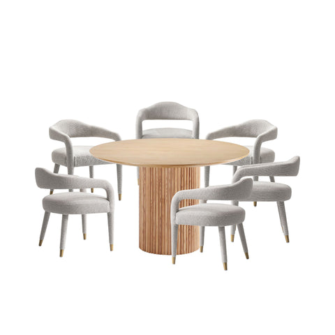 Manhattan Comfort Aspen and Hathaway Modern Industry Chic 7-Piece Dining Set in Gold Dust and Natural