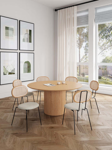 Manhattan Comfort Hathaway and Jardin Modern Industry Chic 7-Piece Dining Set in Oatmeal and Natural