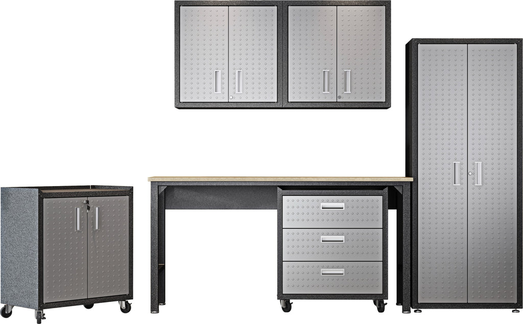 Manhattan Comfort Fortress Modern 6-Piece Garage Set in Dark Gray