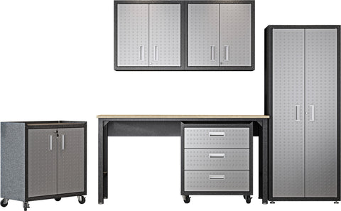 Manhattan Comfort Fortress Modern 6-Piece Garage Set in Dark Gray