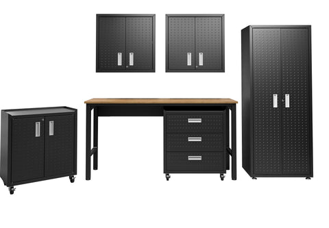 Manhattan Comfort Fortress Modern 6-Piece Garage Set in Charcoal Gray