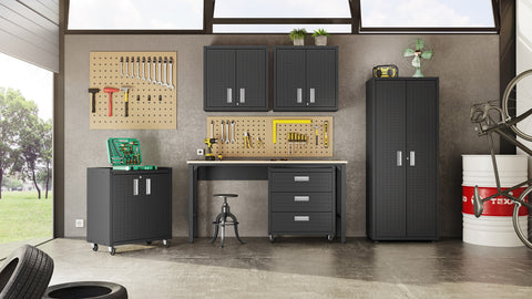 Manhattan Comfort Fortress Modern 6-Piece Garage Set in Charcoal Gray