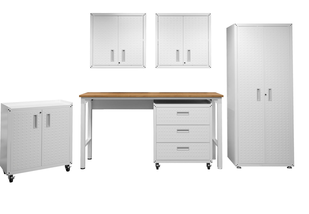 Manhattan Comfort Fortress Modern 6-Piece Garage Set in White