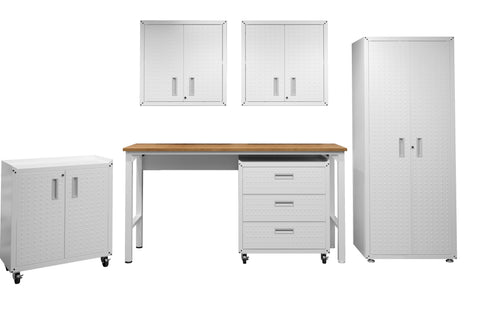 Manhattan Comfort Fortress Modern 6-Piece Garage Set in White