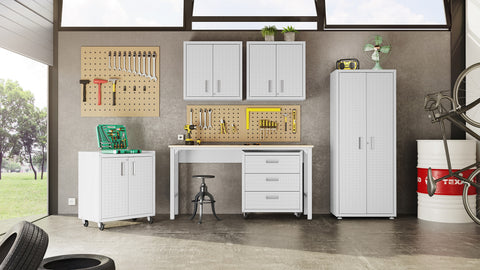 Manhattan Comfort Fortress Modern 6-Piece Garage Set in White