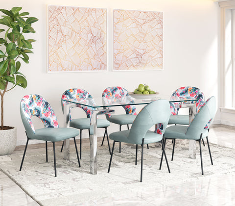 Zuo Bethpage Dining Chair (Set of 2) Multicolor Print & Green