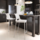 Zuo Ace Counter Stool (Set of 2) White & Silver