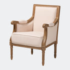 Baxton Studio Chavanon Wood & Light Beige Linen Traditional French Accent Chair