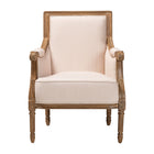 Baxton Studio Chavanon Wood & Light Beige Linen Traditional French Accent Chair