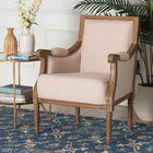 Baxton Studio Chavanon Wood & Light Beige Linen Traditional French Accent Chair