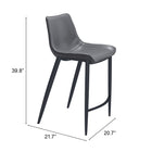 Zuo Magnus Counter Stool (Set of 2) Dark Gray & Black