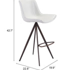 Zuo Aki Barstool (Set of 2) White & Walnut