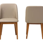 Baxton Studio Lavin Mid-Century "Walnut" Light Brown/Beige Faux Leather Dining Chair (Set of 2)