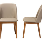 Baxton Studio Lavin Mid-Century "Walnut" Light Brown/Beige Faux Leather Dining Chair (Set of 2)