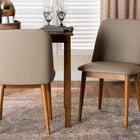 Baxton Studio Lavin Mid-Century "Walnut" Light Brown/Beige Faux Leather Dining Chair (Set of 2)
