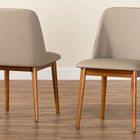 Baxton Studio Lavin Mid-Century "Walnut" Light Brown/Beige Faux Leather Dining Chair (Set of 2)