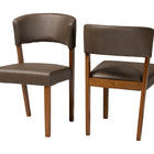 Baxton Studio Montreal Mid-Century Dark Walnut Wood Grey Faux Leather Dining Chairs (Set of 2)