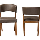 Baxton Studio Montreal Mid-Century Dark Walnut Wood Grey Faux Leather Dining Chairs (Set of 2)