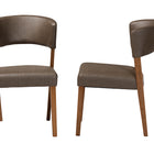 Baxton Studio Montreal Mid-Century Dark Walnut Wood Grey Faux Leather Dining Chairs (Set of 2)