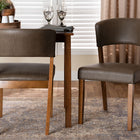Baxton Studio Montreal Mid-Century Dark Walnut Wood Grey Faux Leather Dining Chairs (Set of 2)