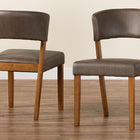 Baxton Studio Montreal Mid-Century Dark Walnut Wood Grey Faux Leather Dining Chairs (Set of 2)