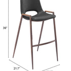 Zuo Desi Barstool (Set of 2) Black & Walnut