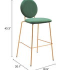 Zuo Odessa Barstool (Set of 2) Green & Gold