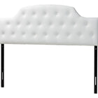 Baxton Studio Morris Modern and Contemporary Queen Size White Faux Leather Upholstered Button-tufted Scalloped Headboard