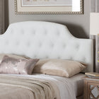 Baxton Studio Morris Modern and Contemporary Queen Size White Faux Leather Upholstered Button-tufted Scalloped Headboard