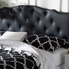 Baxton Studio Rita Modern and Contemporary Queen Size Black Faux Leather Upholstered Button-tufted Scalloped Headboard