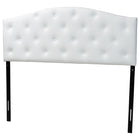 Baxton Studio Myra Modern and Contemporary Queen Size White Faux Leather Upholstered Button-tufted Scalloped Headboard