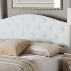 Baxton Studio Myra Modern and Contemporary Queen Size White Faux Leather Upholstered Button-tufted Scalloped Headboard