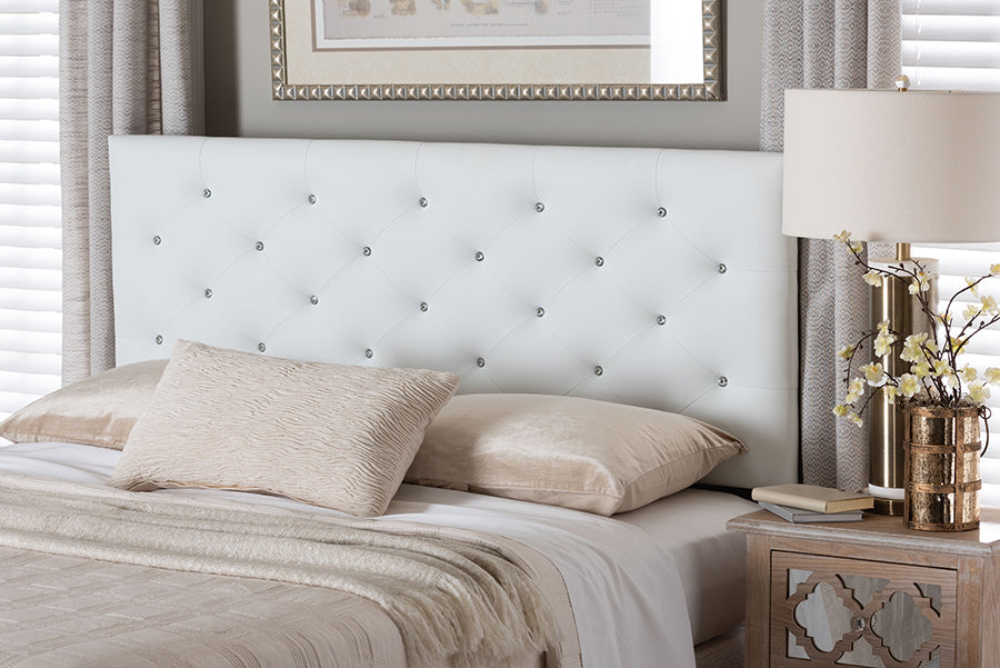 Baxton Studio Viviana Modern and Contemporary White Faux Leather Upholstered Button-tufted Queen Size Headboard