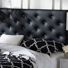 Baxton Studio Viviana Modern and Contemporary Black Faux Leather Upholstered Button-tufted Queen Size Headboard